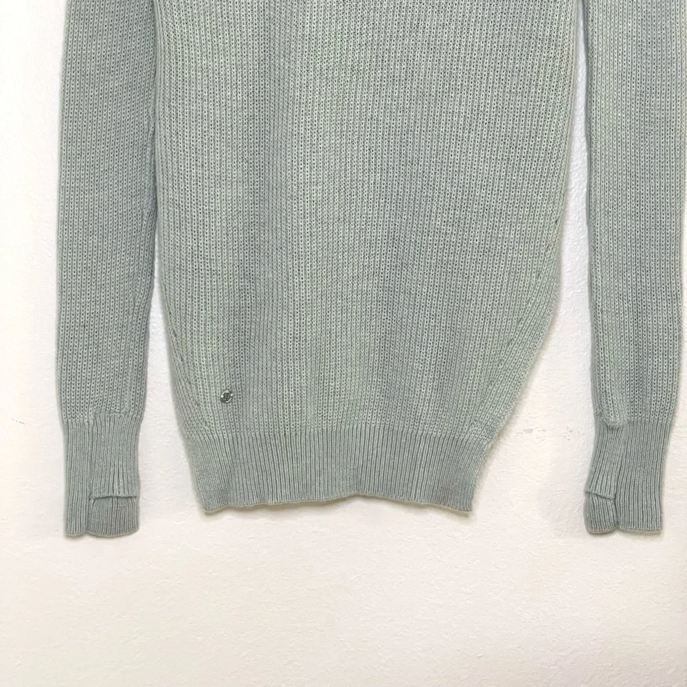 Lululemon Seva Sweater Merino Wool Pointelle Knit High Low Pullover Minty Grey 4